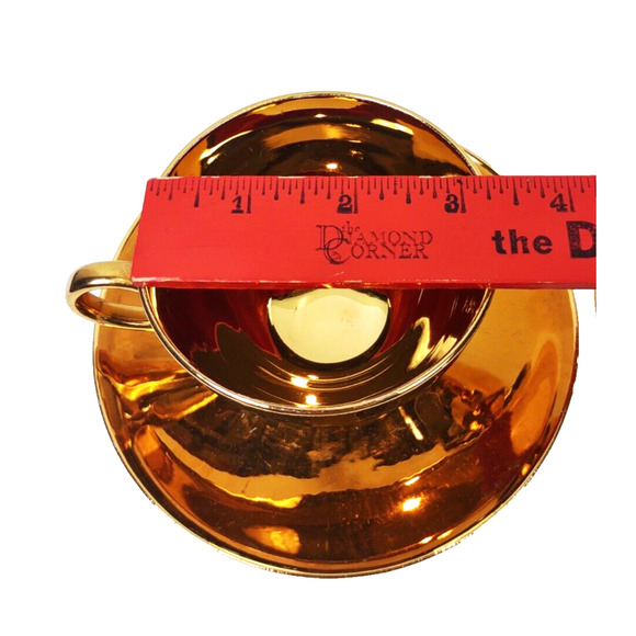 Antique Geo. H. Bowman & Son Gold Tea Cup Saucer 1920-40's Eggshell USA - Picture 5 of 8